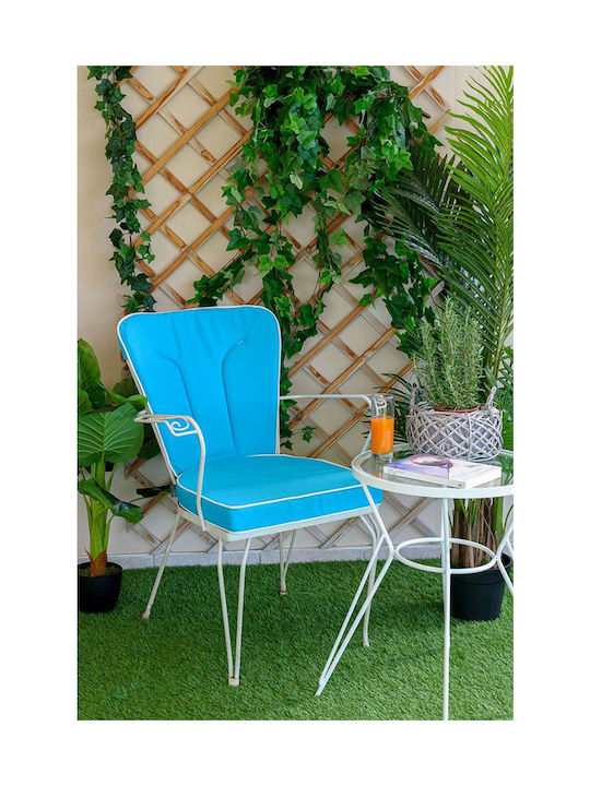 Fer-Forge Be Comfy Sky Blue 601 Turquoise Chair Cushion Back 53 X 47 X 3