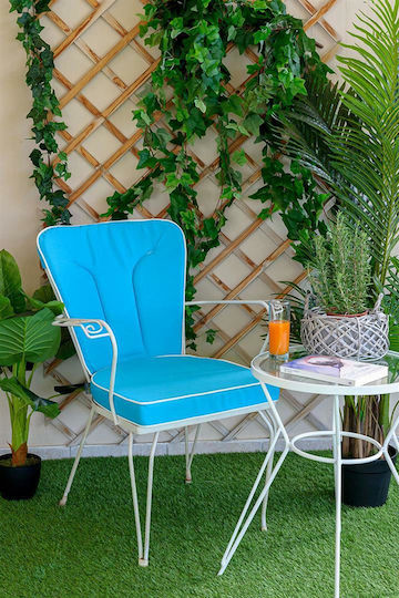 Perna Scaunului Fer-Forge Be Comfy Albastru Deschis 601 Turcoaz Spate 53 X 47 X 3