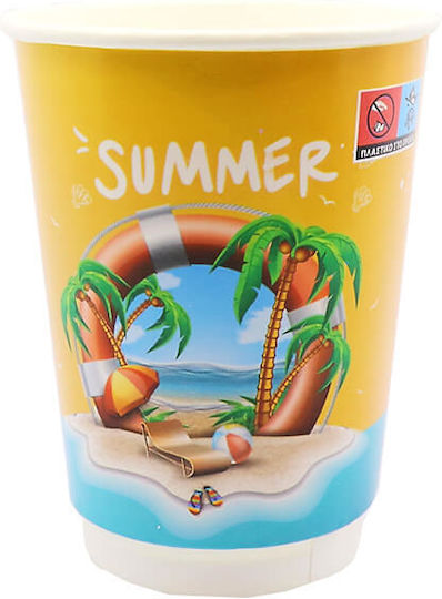 Summer Einwegbecher Papier Doppelwandig Orange 25Stück