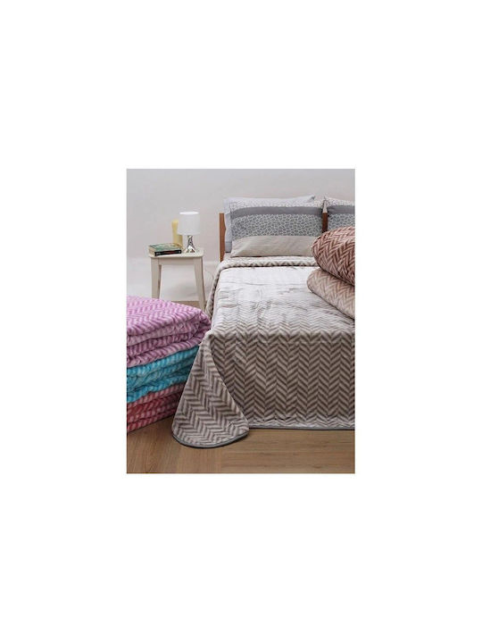 Κουβέρτα Υπέρδιπλη Βελουτέ Ζακάρ Anesis Beige 220x240