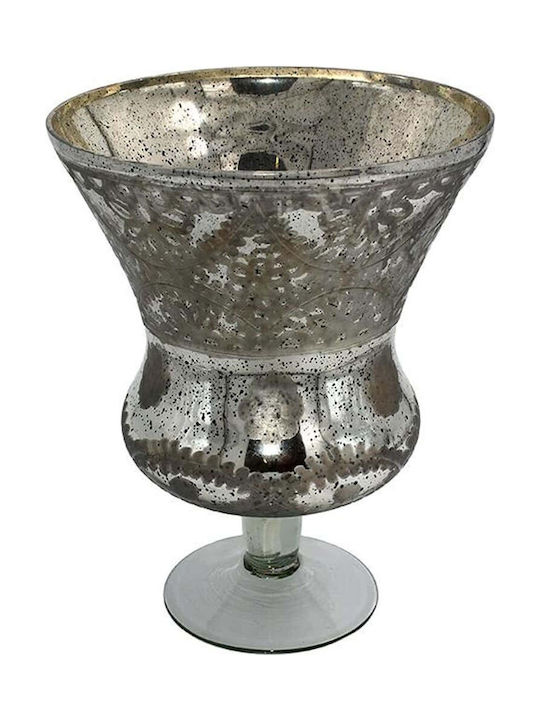 Fylliana Κηροπήγιο Γυάλινο σε Γκρι Χρώμα 19x25εκ.