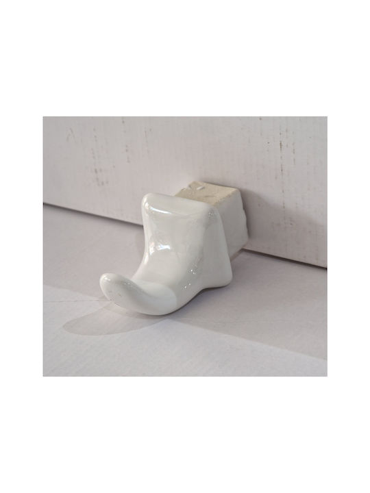 Single Porcelain Hook White 7x4x9 Built-In