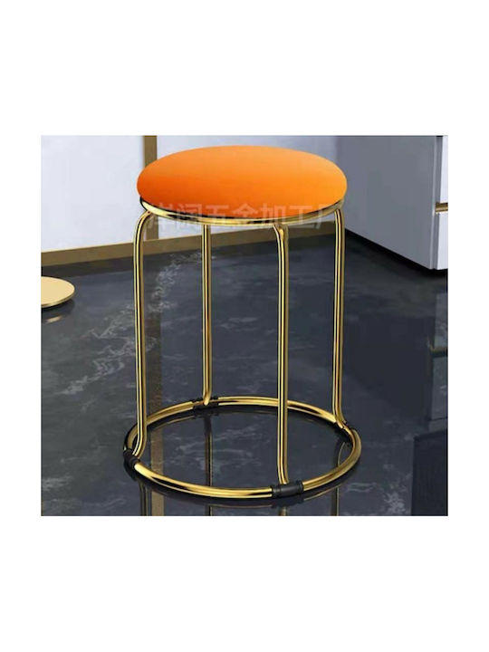 Metallic Gold Four-Legged Velvet Orange Stool 28x46 Natural Home
