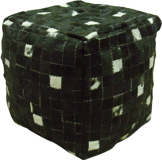 Pouf Σκαμπο Πουφ Jgs S.a Δερμάτινο Πουφ Μαύρο Άσπρο Mini Matador Bean Bag Stool-116 45x45x45cm