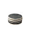 Pouf Σκαμπο Πουφ Jgs S.a Δερμάτινο Λευκό Μαύρο Kb-192 Round Stool-151 70x70x32cm