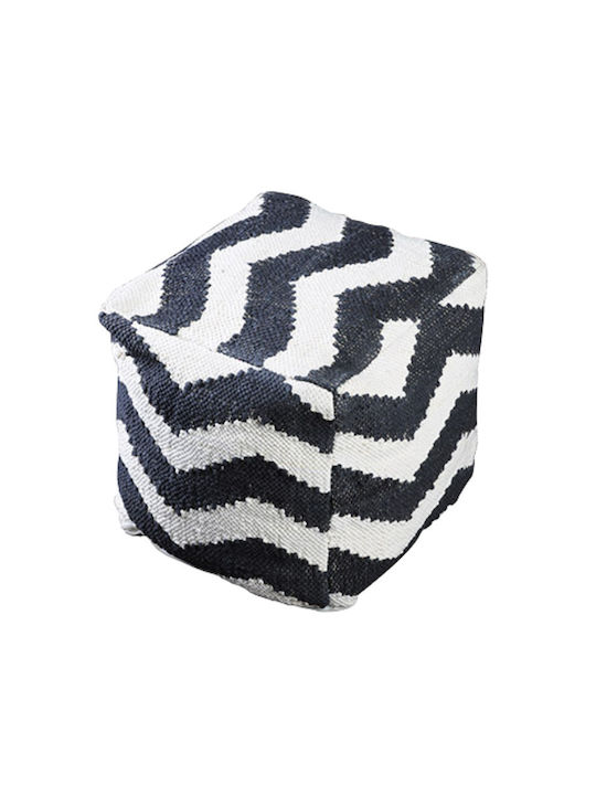 Pouf Σκαμπο Πουφ Jgs S.a Ivory Μαύρο Chevron Pouf Stool-229 40x40x40cm