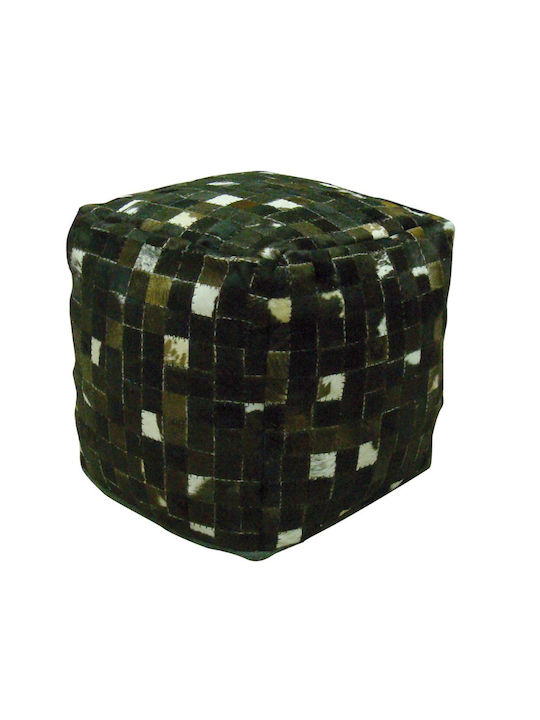 Pouf Σκαμπο Πουφ Jgs S.a Δερμάτινο Πουφ Καφέ Άσπρο Mini Matador Bean Bag Stool-115 45x45x45cm