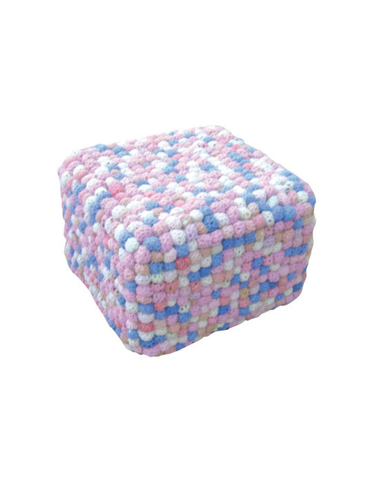 Pouf Σκαμπο Πουφ Jgs S.a Ροζ Μωβ Crotia 1 Balls Rug Stool-054 45x45x35cm