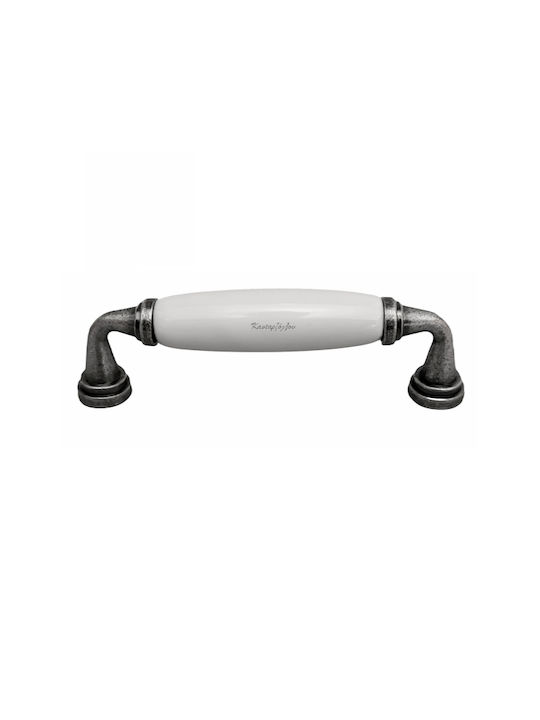 Mâner Mobilier Porțelan Alb Bază Staniu 96mm 6044