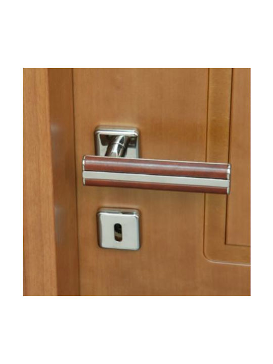 Δερμάτινο Ζευγος Πόμολο Πόρτας Obispa 4090-ino1 Χρωμιο Γυαλιστερο-δερμα