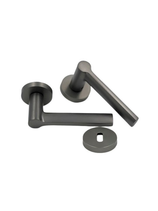 Türgriff Rosette Aluminium Matt Graphit Serie 8001 Links Fix #8002gr-l