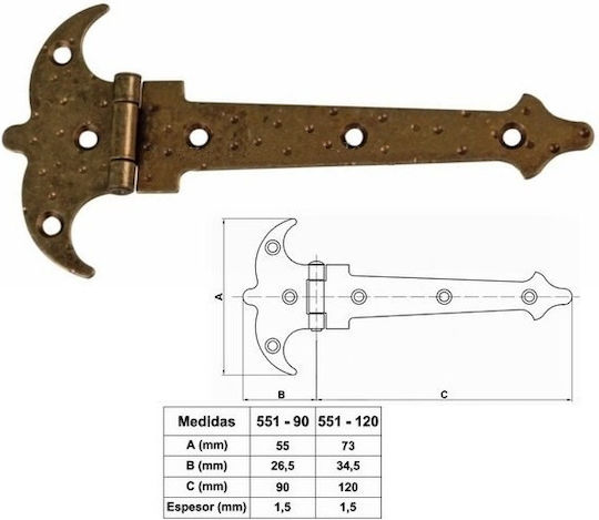 Μεντεσές Ταφ Διακόσμηση Αντικέ 120mm Amig 551