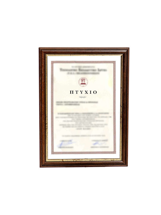 Wooden Photo Frame Diploma Brown Walnut Gold Line Matte Glass K314/39 Photo 30cmx40cm