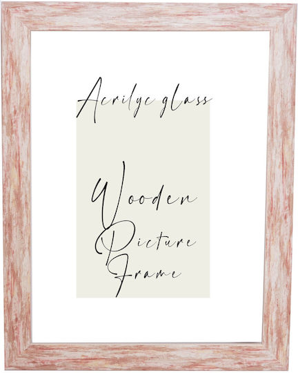 Wooden Wall Photo Frame Puzzle Poster White Brushstrokes Tile Pink Glass Acrylic K270/34 Photo 70cmx100cm
