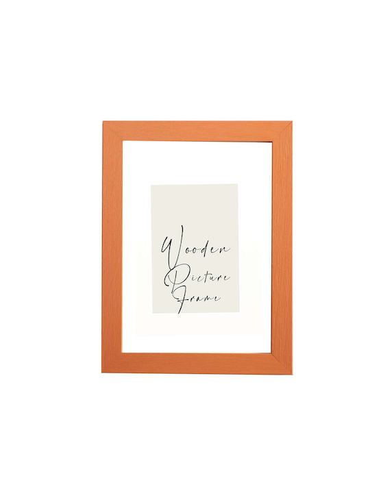 Wooden Wall Photo Frame Orange Embossed Wood Grain Matte Glass K29-11 Photo 40cmx60cm