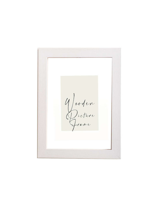Wooden Wall Photo Frame White Embossed Wood Gra...