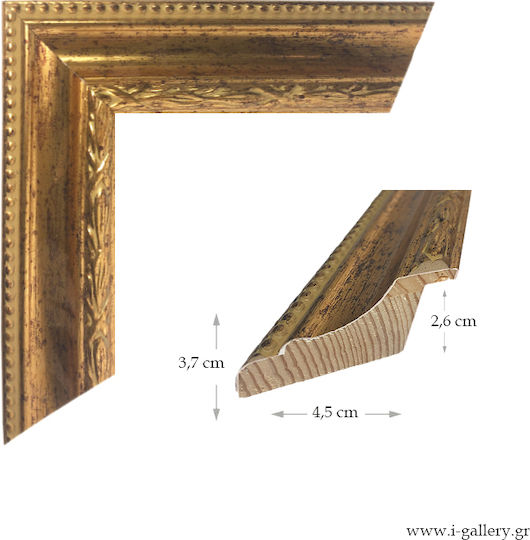 Wooden Photo Frame Hammered Gold Leaf Braid Design