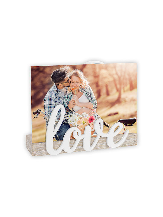 Artifact Wooden Photo Frame Stand Love White 16.5×13×5cm