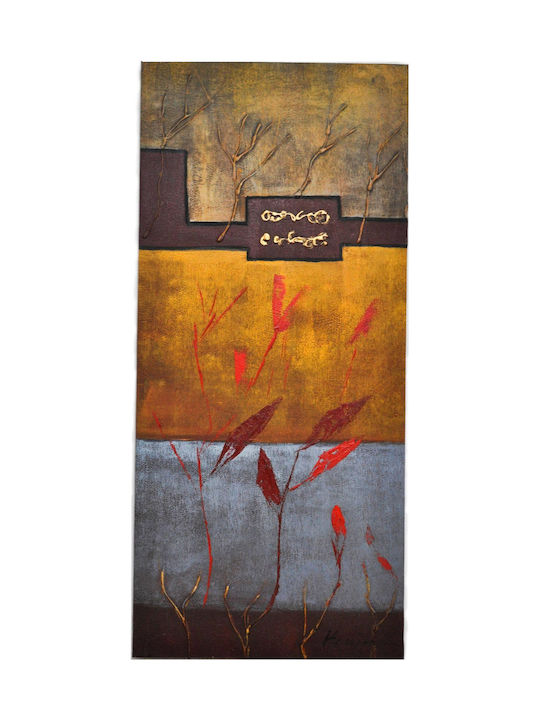 Gemälde Leinwand Zweige Blau Braun Gelb 45x100cm Pol 9949-2