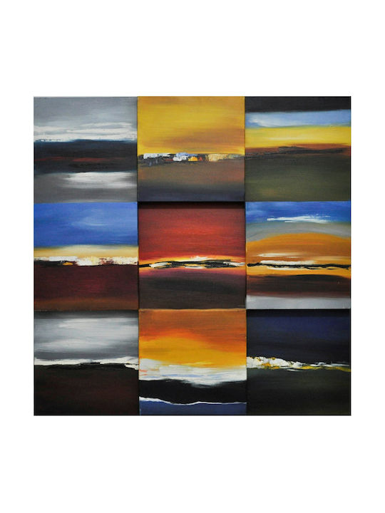 Gemälde Segeltuch 2 Ebenen Gelbe Rote Blaue 90x90cm Pol L90901