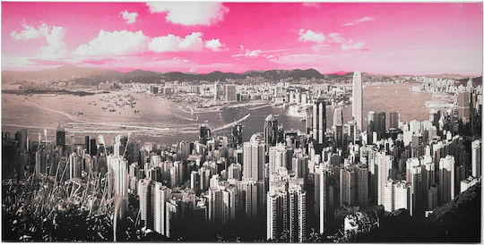 Hong Kong Grau Rosa Leinwand Gemälde 100x50cm Pol 1006-1