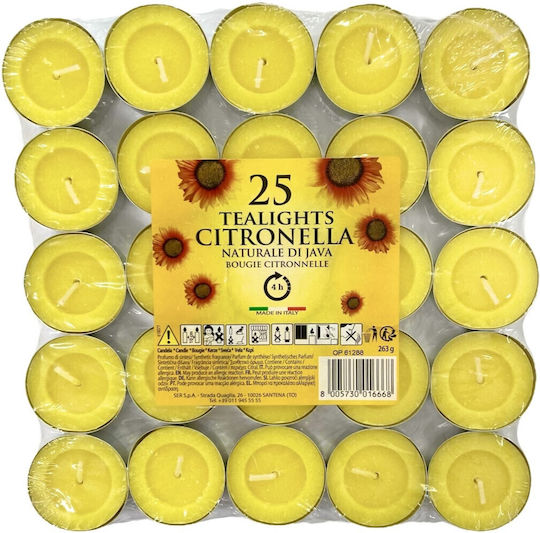 Aromatic Tealights 4 Hour Ser 25 Pieces Citronella