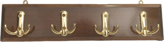 Karageorgos Bros Wandhalterung Hölzernes 4 Haken Dunkel 40 cm 1227
