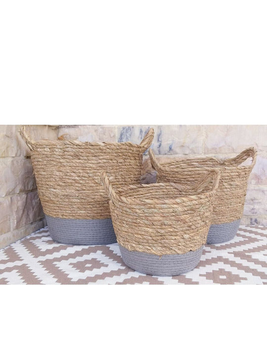 Set 3 Bucăți Coșuri Decorative Handmade Natural Home N-5 Gri