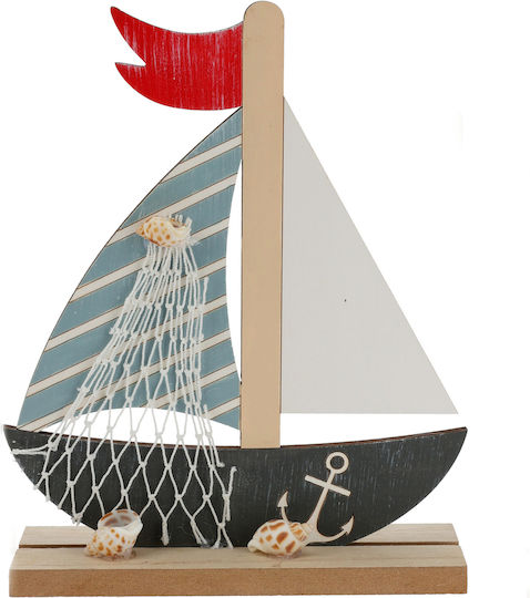 Dekoratives Hölzernes Schiff Blau 19cm