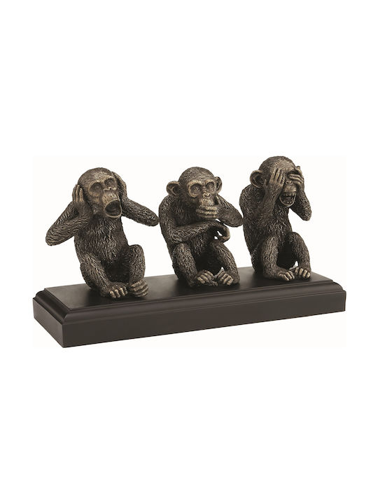 Three Wise Monkeys Statue Electrolysis Bronze Veronese 13cm X 26cm