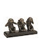 Three Wise Monkeys Statue Electrolysis Bronze Veronese 13cm X 26cm