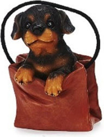 Σκύλος Ροτβάιλερ Rottweiler Διακοσμητικός Μέσα Τσαντάκι Ρητίνη Καφέ Μαύρο Διαστάσεων 5cmx5cmx9cm
