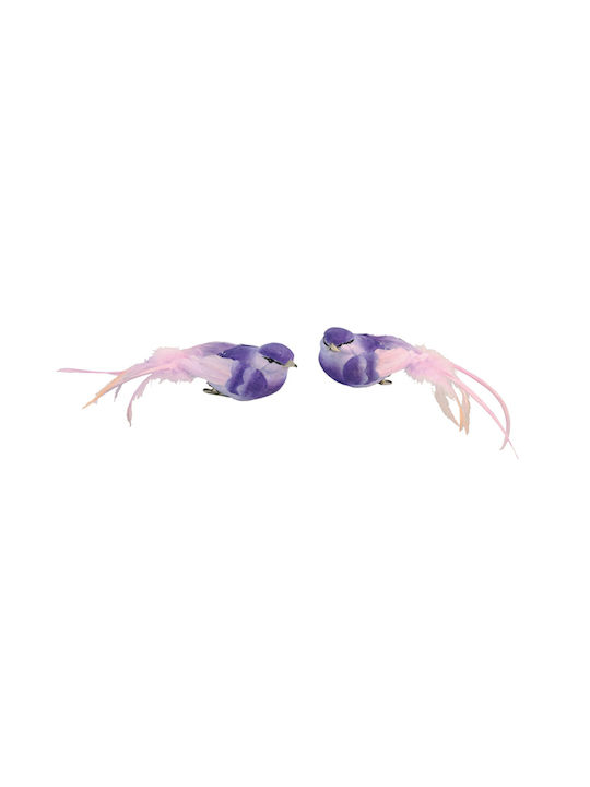 Set 2 Pieces Decorative Birds Long Tail Clip Purple 4x18cm 157.024.0053.13