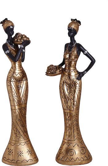 Etoile Set 2 Damen Dekorative Figuren Resin 12x7x35,5cm Df-632