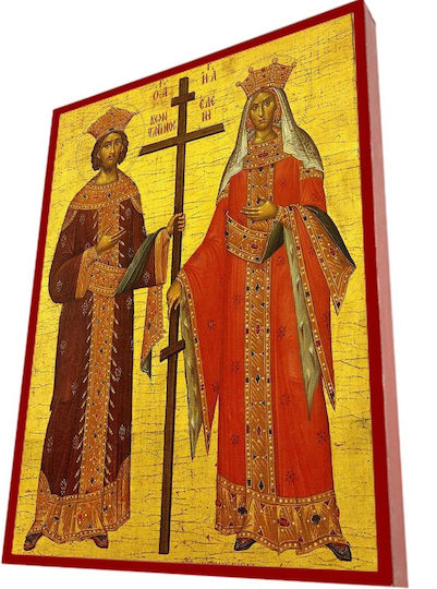 Αγιοι Κωνσταντινος &ελενης – Κλασική Βυζαντινή Εικόνα Κεραμιδί Ρίγα 19cm