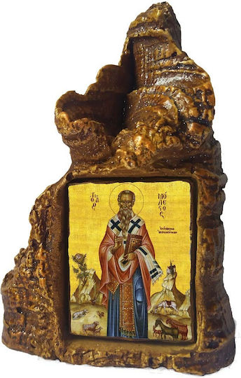Saint Icon Modestus of Jerusalem – Tabletop Stone Heart-Shaped 14cm