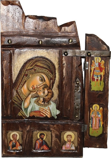 Icoană Sfântă Fecioara Maria Iisus Hristos Gf 52x33 Cm