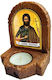 Heiligenikone Johannes der Täufer – Keramik Ikonostase Kerzenhalter Réso 11cm