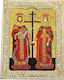 Heiligenikonen St. Konstantin & Helena Weiße Rahmen Alabaster 32cm