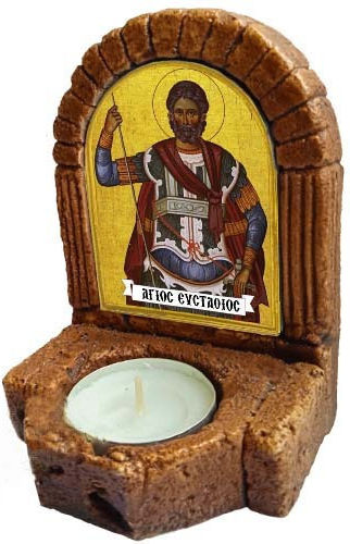 Saint Eustatius Ceramic Iconostasis Candle Holder Candelabrum 11cm