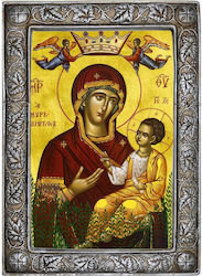 Holy Mary Myrtidiotissa – Silver Plated Ecclesiastical Frame Icon 24cm