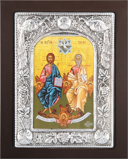 Saint Icon Holy Trinity Black Wood Silver Leaf 925 Code 106 30x40cm