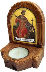 Saint Catherine Icon – Ceramic Holy Image Shrine Candle Holder 11cm