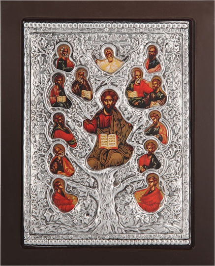 Saint Icon True Vine Black Wood Silver Leaf 925 Code 106 30x40cm