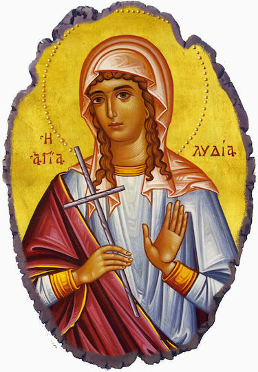 Saint Lydia Stone Image Base and Wall 21cm