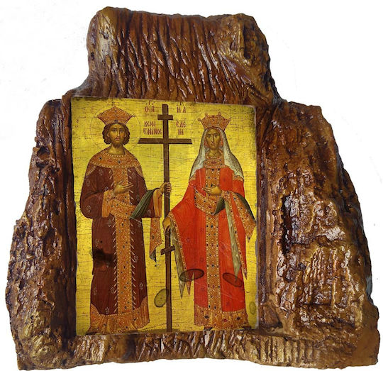 Heiligenikone Kωνσταντίνου & Ελένης Tisch Kunststein 14cm