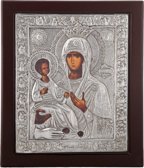 Image Holy Mary Tricherousa Black Wood Silver Leaf Cover 925 Code 106 30x40cm