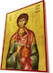 Heiliger Panteleimon – Klassisches Byzantinisches Heiligenikone in Ziegelrot 19cm