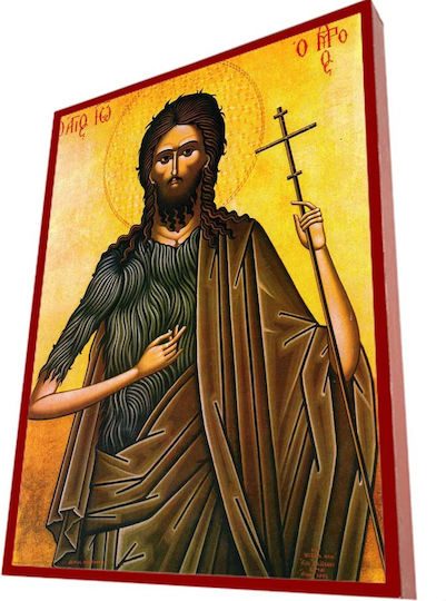 Heiligenikone Johannes der Täufer – Klassisches Byzantinisches Bild Keramidriga 19cm