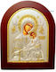 Silberne Heiligenikone Mutter Gottes Unbefleckt Goldene Dekoration